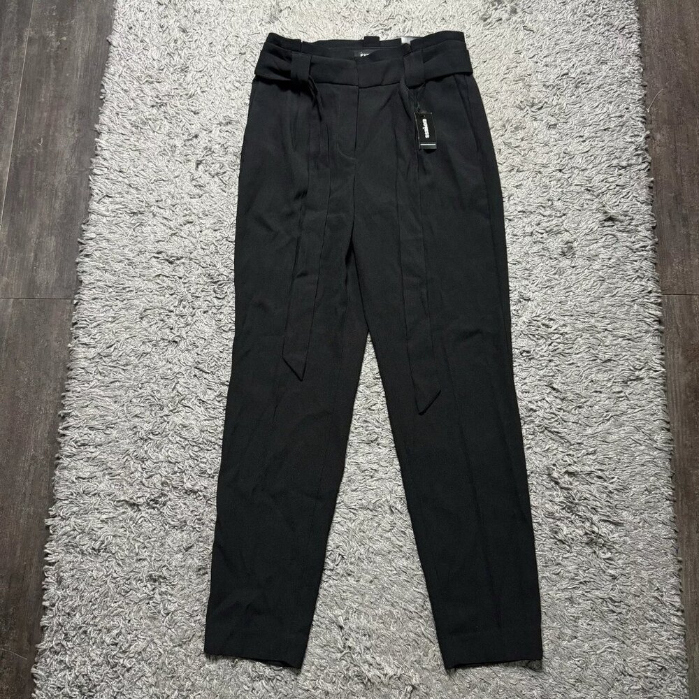 Express Pants Womens 2 Black Straight Leg Drawstrings Pockets